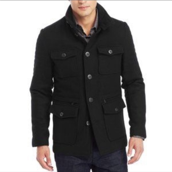 Kenneth Cole New York Wool-Blend Black Field Jacket Quilted Lined XL - Picture 1 of 15